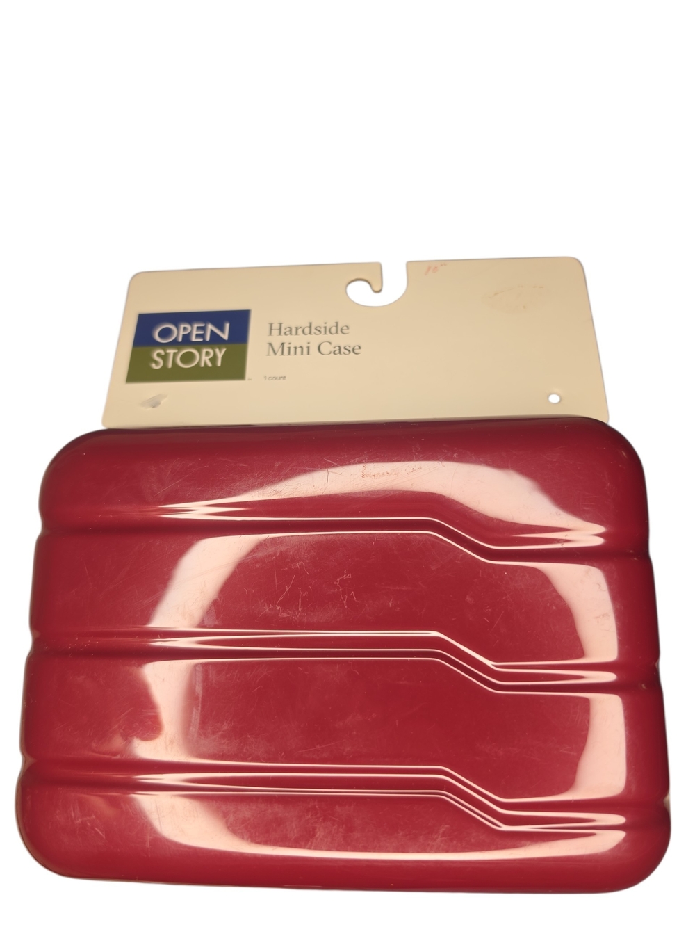 Open Story Red Hardside Mini Case With Middle Zipper Compartment